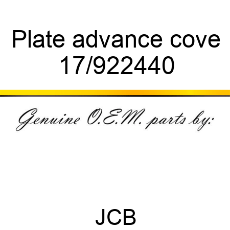 Plate advance cove 17/922440