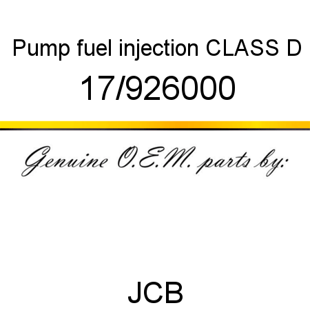Pump, fuel injection, CLASS D 17/926000