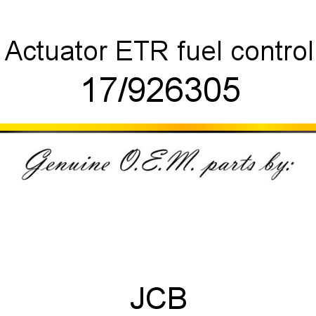 Actuator, ETR fuel control 17/926305