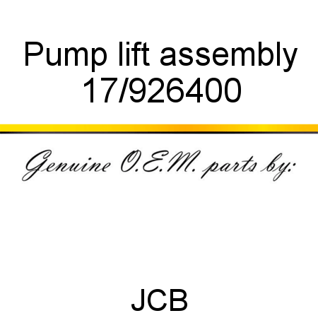 Pump, lift assembly 17/926400