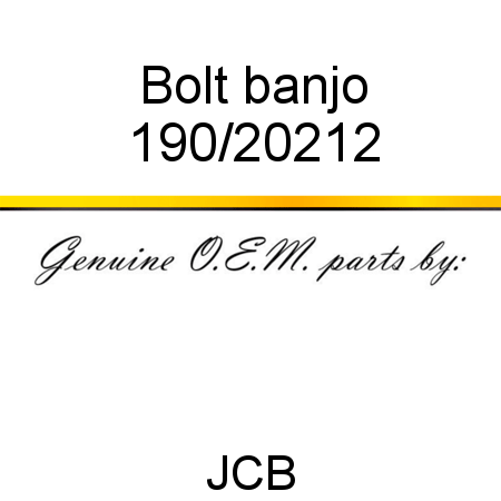 Bolt, banjo 190/20212