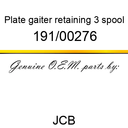 Plate, gaiter retaining, 3 spool 191/00276