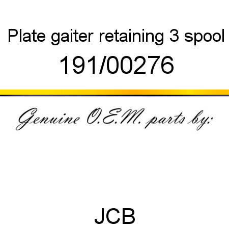Plate, gaiter retaining, 3 spool 191/00276