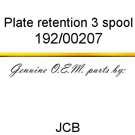 Plate, retention, 3 spool 192/00207