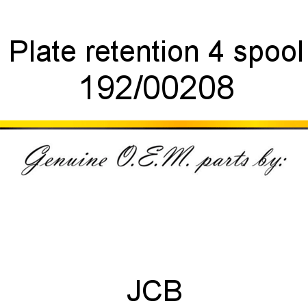 Plate, retention, 4 spool 192/00208