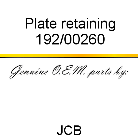 Plate, retaining 192/00260