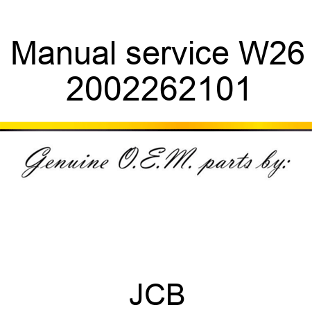 Manual service W26 2002262101