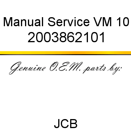 Manual, Service, VM 10 2003862101