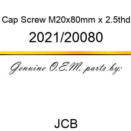 Cap Screw M20x80mm x 2.5thd 2021/20080