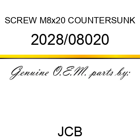 SCREW M8x20 COUNTERSUNK 2028/08020