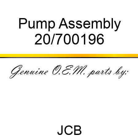 Pump Assembly 20/700196