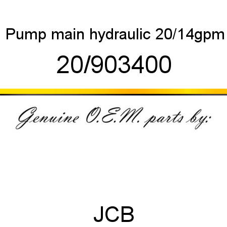 Pump, main hydraulic, 20/14gpm 20/903400