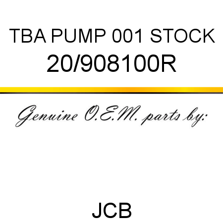 TBA, PUMP, 001 STOCK 20/908100R