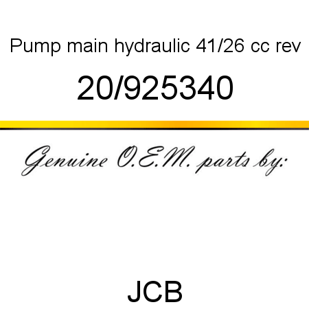 Pump, main hydraulic, 41/26 cc rev 20/925340