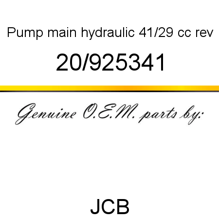 Pump, main hydraulic, 41/29 cc rev 20/925341