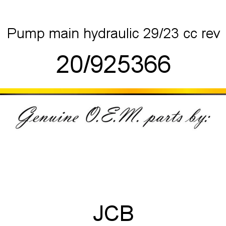 Pump, main hydraulic, 29/23 cc rev 20/925366