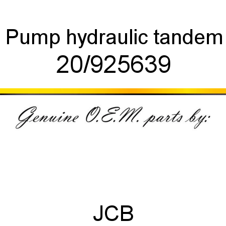 Pump, hydraulic, tandem 20/925639