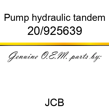 Pump, hydraulic, tandem 20/925639