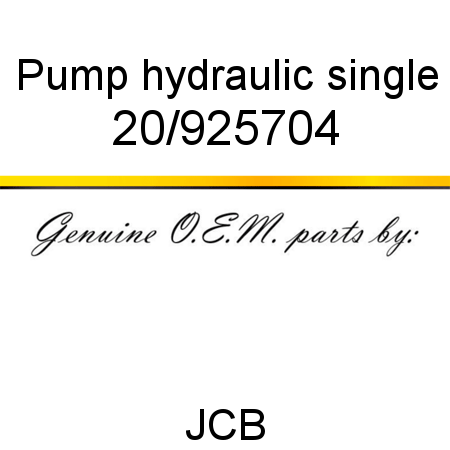 Pump, hydraulic, single 20/925704
