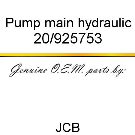 Pump, main hydraulic 20/925753