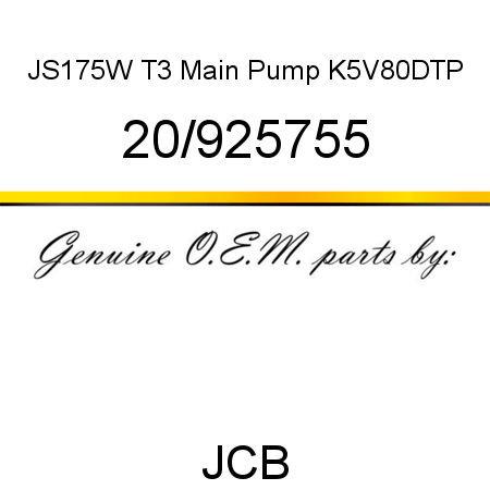 JS175W T3 Main Pump, K5V80DTP 20/925755