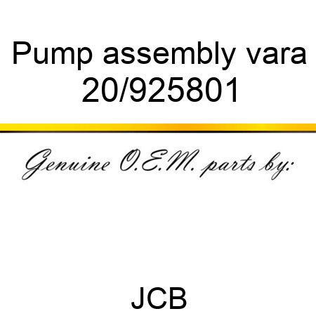 Pump assembly vara 20/925801