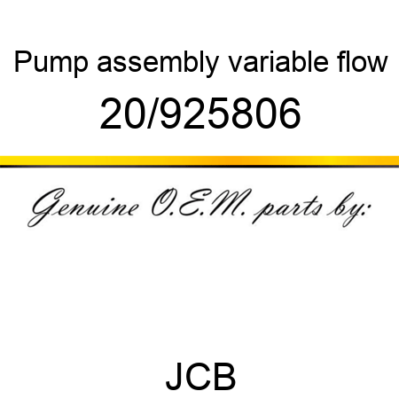 Pump, assembly, variable flow 20/925806