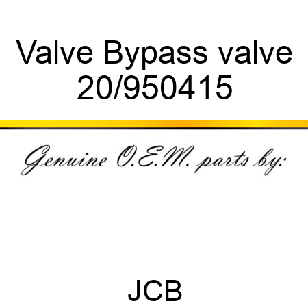 Valve Bypass valve 20/950415