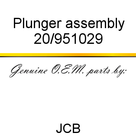 Plunger, assembly 20/951029