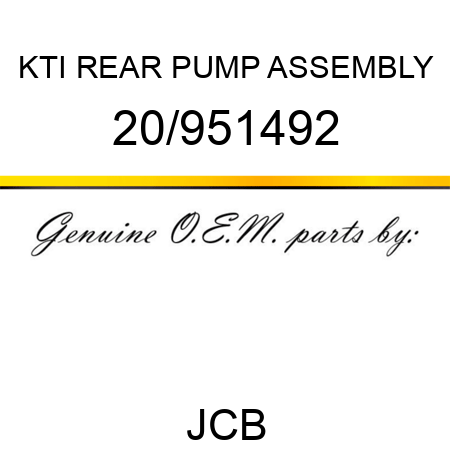 KTI REAR PUMP ASSEMBLY 20/951492