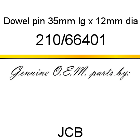 Dowel, pin, 35mm lg x 12mm dia 210/66401