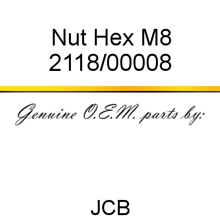Nut, Hex, M8 2118/00008