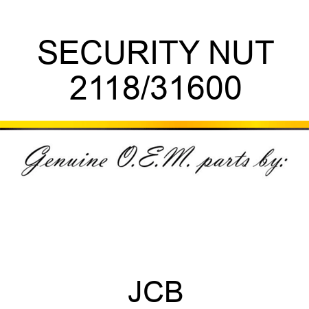 SECURITY NUT 2118/31600