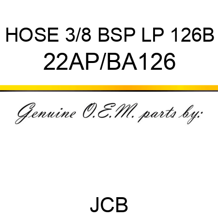 HOSE 3/8 BSP LP 126B 22AP/BA126
