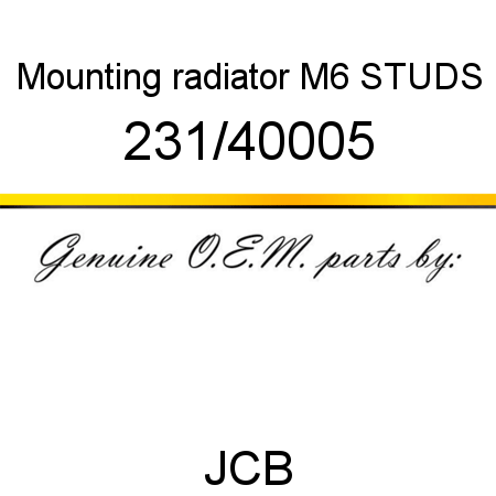 Mounting, radiator, M6 STUDS 231/40005