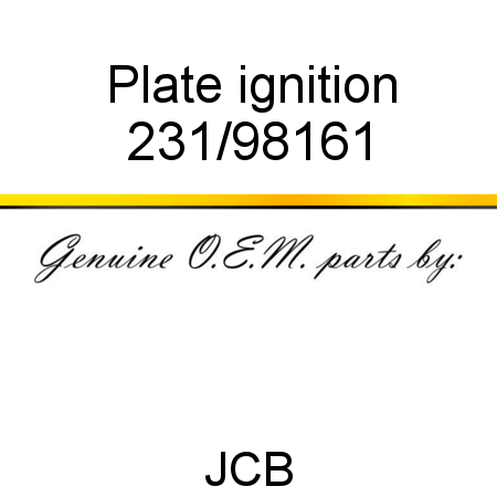 Plate, ignition 231/98161
