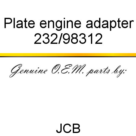 Plate, engine adapter 232/98312