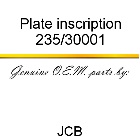 Plate, inscription 235/30001