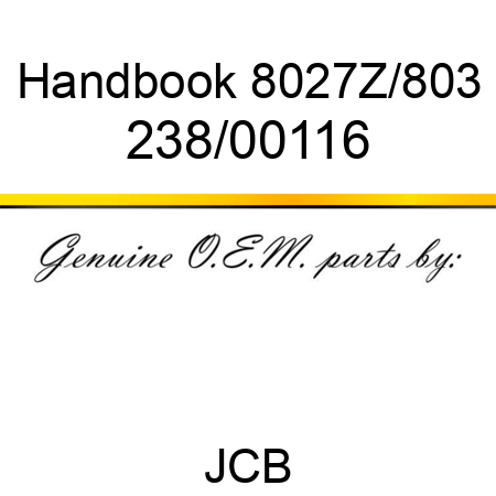Handbook 8027Z/803 238/00116