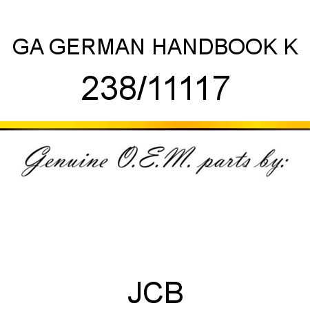 GA GERMAN HANDBOOK K 238/11117