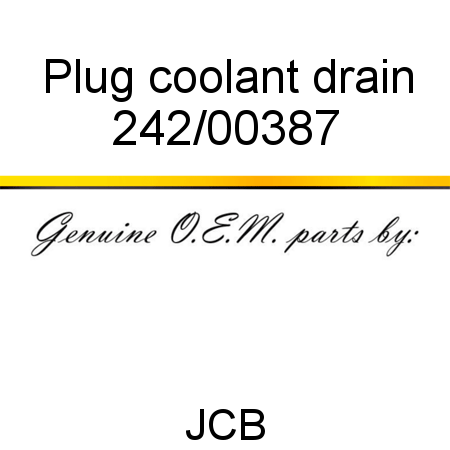 Plug, coolant drain 242/00387