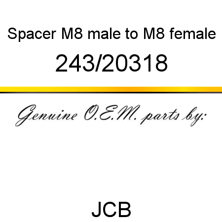 Spacer, M8 male to M8 female 243/20318