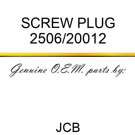 SCREW PLUG 2506/20012