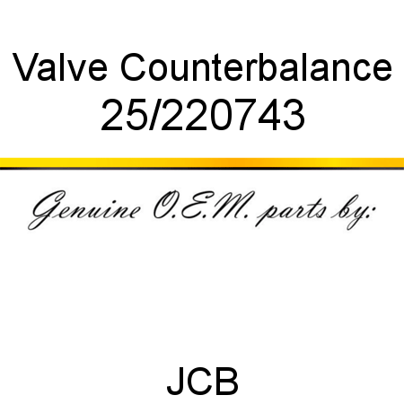 Valve, Counterbalance 25/220743