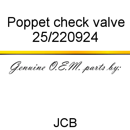 Poppet, check valve 25/220924