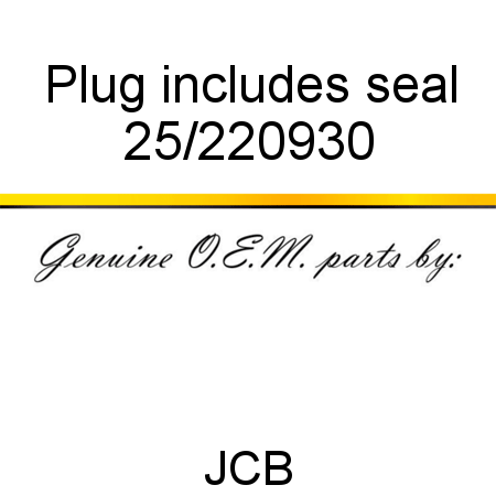 Plug, includes seal 25/220930