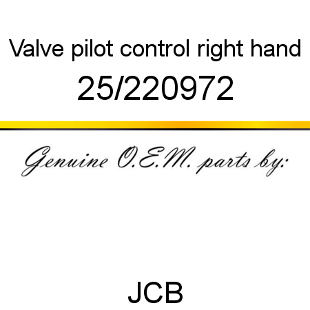 Valve, pilot control, right hand 25/220972