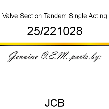 Valve Section, Tandem Single Acting 25/221028