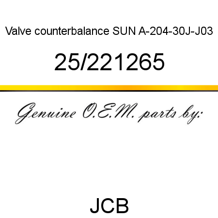 Valve, counterbalance, SUN A-204-30J-J03 25/221265
