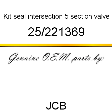 Kit, seal, intersection, 5 section valve 25/221369